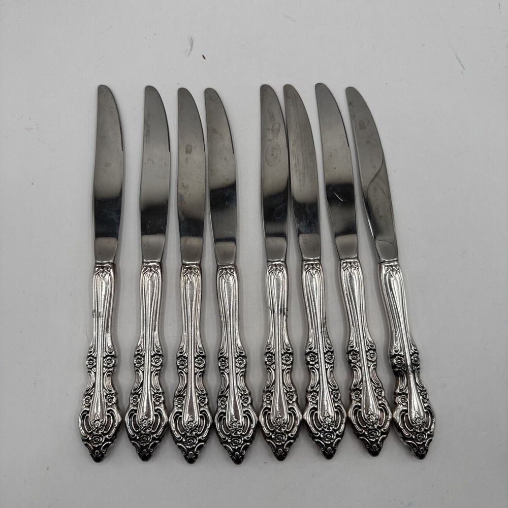 Lot Of 8 Oneida Silver Michelangelo (Stainless) Flatware Hollow Dinner Knives